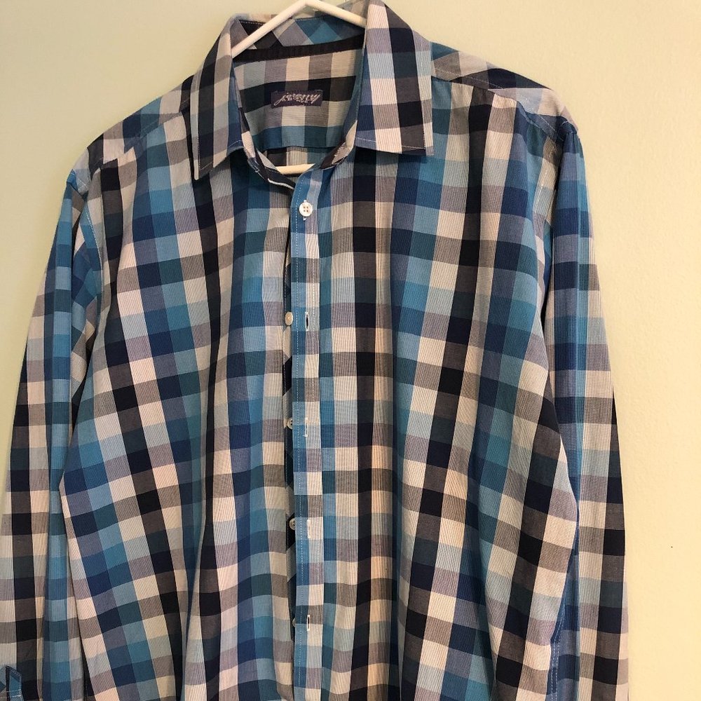 Jeremy Argyle Blue And Teal Gingham Button Down Shirt